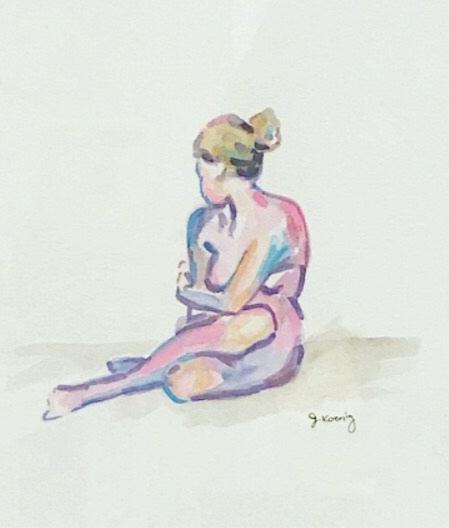 Quarantined Woman in Watercolor III