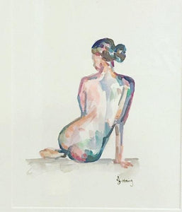 Quarantined Woman in Watercolor VI