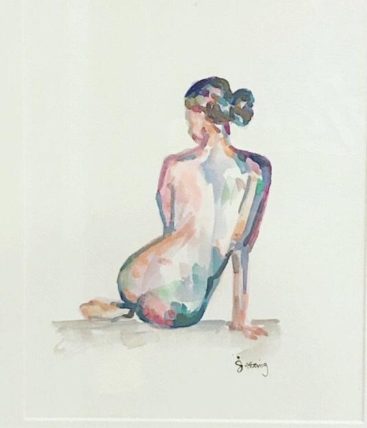 Quarantined Woman in Watercolor VI